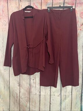 Zara Burgundy 99% Cotton Pants Set-XL pants, M top